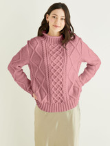 Funnel Neck Diamond Sweater in Hayfield Bonus Aran w/Wool (10324) - PDF