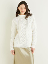 Funnel Neck Diamond Sweater in Hayfield Bonus Aran w/Wool (10324) - PDF