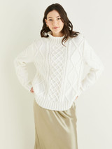 Funnel Neck Diamond Sweater in Hayfield Bonus Aran w/Wool (10324) - PDF