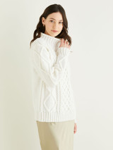 Funnel Neck Diamond Sweater in Hayfield Bonus Aran w/Wool (10324) - PDF