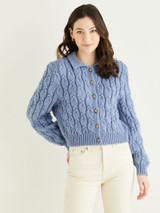 Cropped Cable Cardigan in Hayfield Bonus Aran w/Wool (10325) - PDF