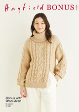 Roll Neck Side Split Sweater in Hayfield Bonus Aran w/Wool (10326) - PDF