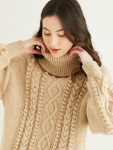 Roll Neck Side Split Sweater in Hayfield Bonus Aran w/Wool (10326) - PDF