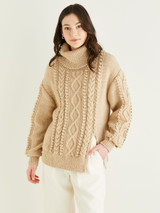 Roll Neck Side Split Sweater in Hayfield Bonus Aran w/Wool (10326) - PDF