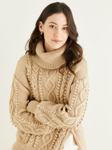 Roll Neck Side Split Sweater in Hayfield Bonus Aran w/Wool (10326) - PDF