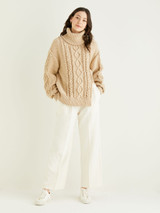 Roll Neck Side Split Sweater in Hayfield Bonus Aran w/Wool (10326) - PDF