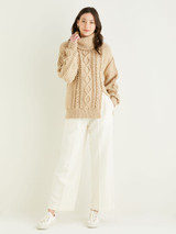 Roll Neck Side Split Sweater in Hayfield Bonus Aran w/Wool (10326) - PDF