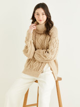 Roll Neck Side Split Sweater in Hayfield Bonus Aran w/Wool (10326) - PDF