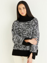 Two Tone Funnel Neck Sweater in Hayfield Soft Twist DK (10329) - PDF