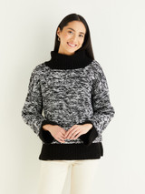 Two Tone Funnel Neck Sweater in Hayfield Soft Twist DK (10329) - PDF