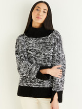 Two Tone Funnel Neck Sweater in Hayfield Soft Twist DK (10329) - PDF