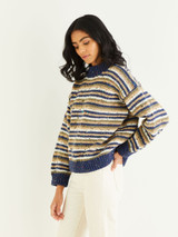 Striped Crew Neck Sweater in Hayfield Bonus Chunky Tweed (10343) - PDF