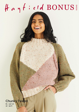 Intarsia Colour Block Sweater in Hayfield Bonus Chunky Tweed (10345) - PDF