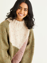 Intarsia Colour Block Sweater in Hayfield Bonus Chunky Tweed (10345) - PDF
