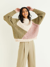 Intarsia Colour Block Sweater in Hayfield Bonus Chunky Tweed (10345) - PDF