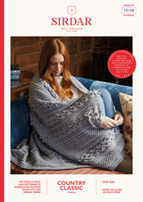 Bobble Detail Cable & Trinity Stitch Blanket in Sirdar Country Classic Worsted (10158) - PDF