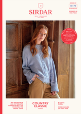 Women's Relaxed Cable Bell Sleeve Sweater in Sirdar Country Classic Worsted (10170) - PDF