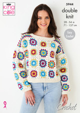 Granny Square Jumper & Capped Sleeve Top in King Cole Cottonsoft DK (5944) - CROCHET