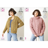 Sweater and Edge to Edge Jacket in King Cole Big Value Super Chunky Stormy (5842)