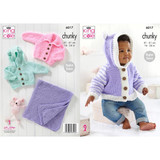 Hooded Jackets, Cardigan & Blanket in King Cole Big Value Baby Chunky (6017)