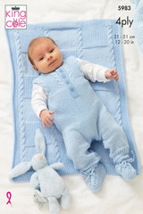 Jacket, Dungarees, Bootees & Blanket in King Cole Cherished 4 Ply (5983)