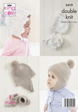 Babies Hats & Bootee Sets in King Cole Comfort DK (5419)