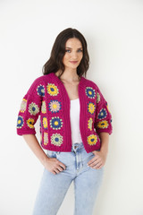 Granny Square Long Cardigan & Cropped ½ Sleeve Cardigan in King Cole Merino Blend DK (5943) - CROCHET