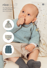 Sweater, Vest, Hat & Triangle Shawl in Rico Baby Dream DK Uni (978) - PDF