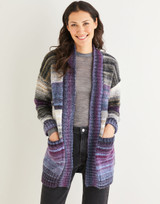 Women's Wide Rib Longline Cardigan in Sirdar Jewelspun Aran (10138) - PDF