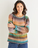 Women's Crew Neck Raglan Sweater in Sirdar Jewelspun Aran (10140) - PDF