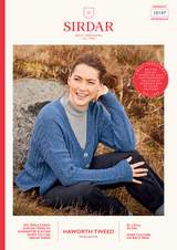 Women's Mock Cable V-Neck Cardigan in Sirdar Haworth Tweed DK (10147) - PDF