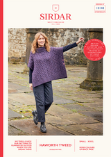 Women's Cabled Roll Neck Poncho in Sirdar Haworth Tweed DK (10148) - PDF
