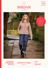 Women's Round Neck Cable Cardigan in Sirdar Haworth Tweed DK (10150) - PDF