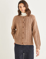 Women's Round Neck Cable Cardigan in Sirdar Haworth Tweed DK (10150) - PDF