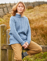 Women's All-Over Cable Drop-Sleeve Sweater in Sirdar Haworth Tweed DK (10153) - PDF