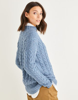 Women's All-Over Cable Drop-Sleeve Sweater in Sirdar Haworth Tweed DK (10153) - PDF