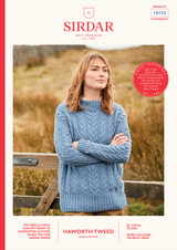 Women's All-Over Cable Drop-Sleeve Sweater in Sirdar Haworth Tweed DK (10153) - PDF