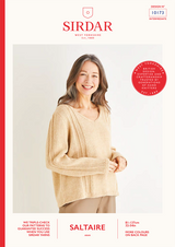 Women's V-Neck Stripe Detailed Sweater in Sirdar Saltaire Aran (10173) - PDF