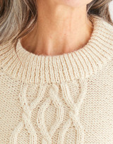 Women's Centre Cable Crew-Neck Sweater in Sirdar Saltaire Aran (10174) - PDF