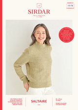 Women's Funnel Neck Moss Stitch Sweater in Sirdar Saltaire Aran (10176) - PDF
