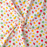 Cotton Poplin Print - Multi Fruits on White - Per ½ Metre