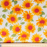 Cotton Poplin Print - Sunflowers on Ivory - Per ½ Metre