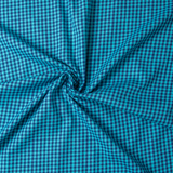 Piccadilly: Navy/Turquoise Gingham - 100% Cotton