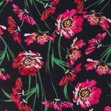 100% Viscose Large Fuchsia & Red Floral - Per ½ Metre