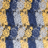 Navy, Silver & Gold Floral Tri-Colour Guipure Lace - Per ¼ Metre