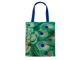 Cotton Tote Bag with Lining: Peacock Feathers