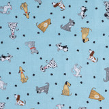 Canines on Blue - 100% Cotton