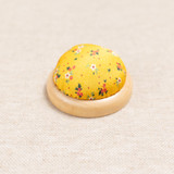 Pin Cushion w/Wooden Base - Ditsy Yellow