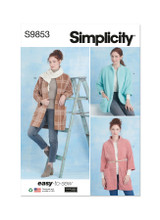 Coat w/Dropped Shoulders & Scarf in Simplicity Misses' (S9853)
