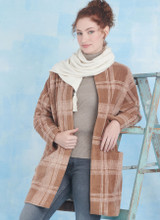 Coat w/Dropped Shoulders & Scarf in Simplicity Misses' (S9853)